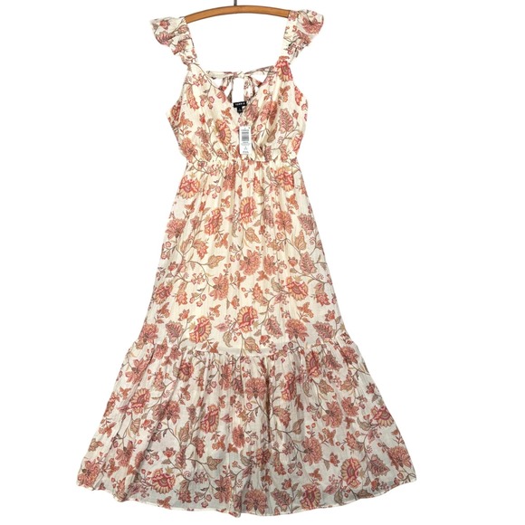 torrid Dresses & Skirts - Torrid‎ Jane Jaco Whisper Cream Floral Maxi Dress Ruffle Surplice 1X 14-16 NEW